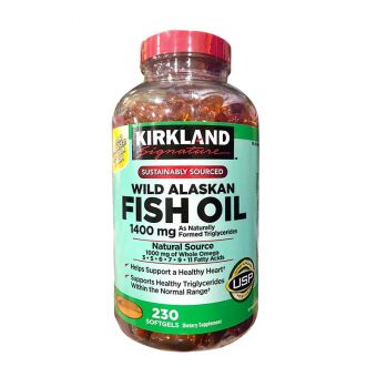 Dầu cá Kirkland Wild Alaskan Fish Oil 1400mg của Mỹ 230 viên