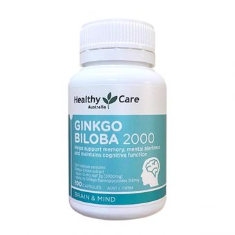 Viên uống tuần hoàn não Ginkgo Biloba Healthy Care 2000mg của Úc
