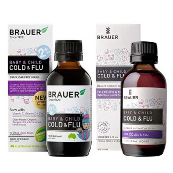Siro trị cảm cúm cho bé Brauer Cold & Flu 100ml của Úc