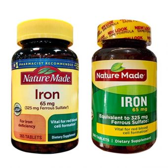 Viên uống bổ sung sắt Iron 65mg Nature Made 365 viên mẫu mới