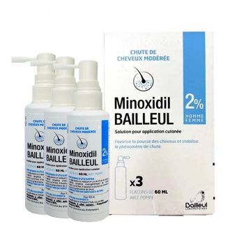 Xịt mọc tóc Minoxidil Bailleul 2% set 3 chai xách tay Pháp