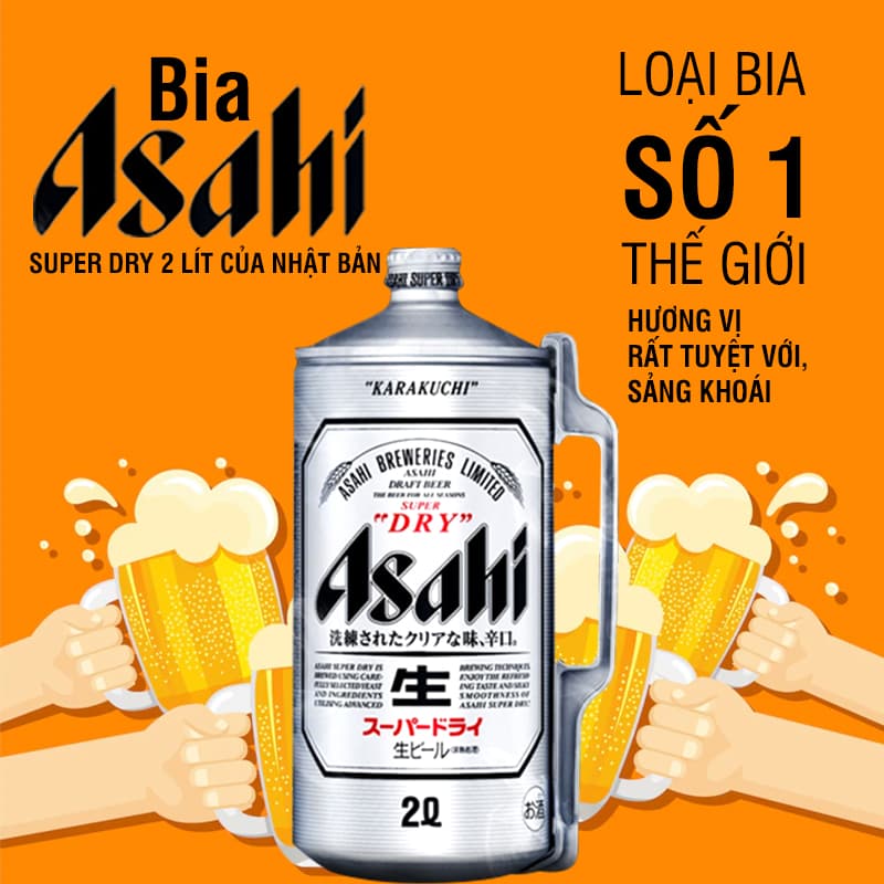 Bia Asahi 2 lít Super Dry của Nhật Bản, giá đại lý - EVA