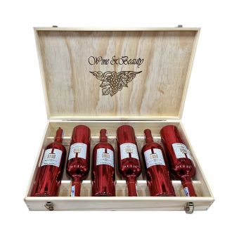 Set 6 chai rượu vang Ý 1933 hộp gỗ Wine & Beauty