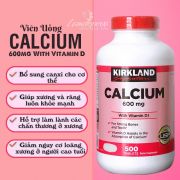 Viên Calcium 600mg Vitamin D Kirkland Của Mỹ 500 Viên