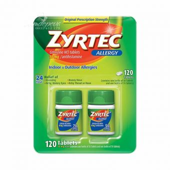 Thuốc chống dị ứng Zyrtec Allergy 10mg của Mỹ 120 viên