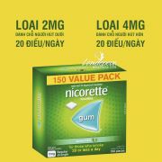 Kẹo cai thuốc lá Nicorette Gum của Úc 150 viên hiệu quả cao