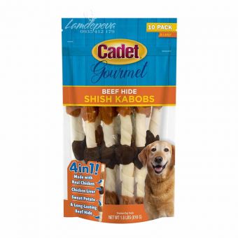 Bánh cho chó Cadet Beef Hide Shish Kabobs của Mỹ túi 10 cái