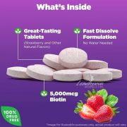 Viên ngậm hương dâu Natrol Biotin Beauty 5000mcg 250 viên của Mỹ