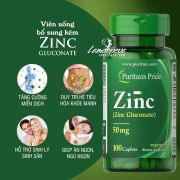 Viên uống bổ sung kẽm Zinc Gluconate 50mg Puritan’s Pride Mỹ