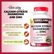 Viên uống Calcium Citrate Magnesium and Zinc 500 viên Kirkland