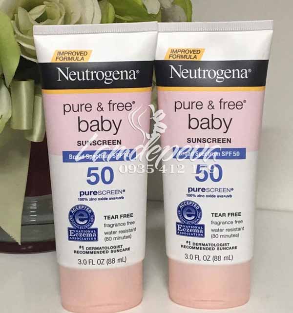 Kem chống nắng cho bé neutrogena pure and free baby suncreen lotion SPF 50